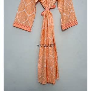 <b>Women's</b> Cotton <b>Kimono</b> Handmade Floral Printed Japanese Style Floor-Length Washable Robe Beachwear Lounge Wear Sleepwear - Product Image 6