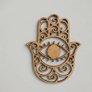 Menorah de MDF, Arte Mural Judío, Diseño de Mano de Hamsa con Rejilla de Cristal y Chakra, Arte Decorativo Enmarcado, Ojo Protector Elegante - Product Image 5