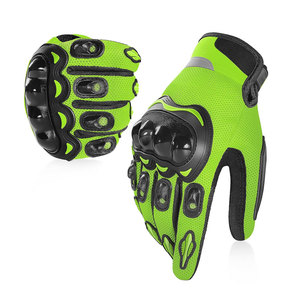 Gants de moto en cuir véritable respirant, durables et de qualité supérieure, compatibles avec les écrans tactiles, à doigts entiers, avec support de sécurité réglable - Product Image 1