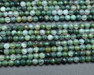 Cuentas Redondas Facetadas de Ágata Musgosa Natural de 2mm y 3mm, Cuentas de Piedras Preciosas Sueltas para Joyería DIY y Fabricación de Pulseras al por Mayor - Product Image 1