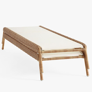 Chaise longue empilable haut de gamme en rotin et teck pour extérieur - Seneca - Product Image 3