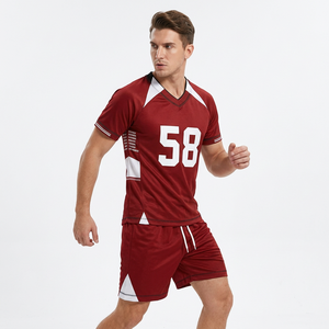 Conjunto de Uniforme de Fútbol Rojo para Hombre, Cuello en V, Manga Corta, Transpirable, con Número 58, Pantalones Cortos con Cordón - Product Image 3
