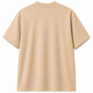 เสื้อยืดแขนสั้นผู้ชาย WARPRO สีเบจล้วน คอกลม ทรงปกติ โลโก้ด้านหน้า สไตล์สปอร์ต ผ้าถักโพลีเอสเตอร์ 100% ระบายอากาศได้ดี - Product Image 5
