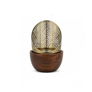 กระถางธูปไม้พร้อมฝาโลหะสีทองสำหรับตกแต่งบ้าน - Product Image 3