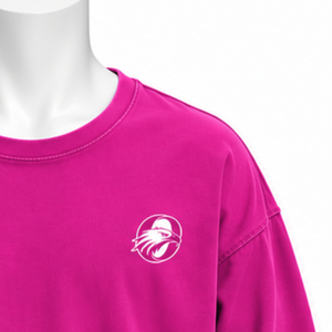 Hot <b>Pink</b> Reversed LS Tee Oversized Long Sleeve T <b>Shirt</b> Heavy Cotton Drop Shoulder Relaxed Fit Casual Unisex Streetwear Fashion - Product Image 5