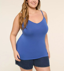 Custom Women's Casual Breathable Adjustable Sleeveless <b>V</b>-<b>Neck</b> Eco-Friendly Body-Skimming <b>Cami</b> Spaghetti Strap Tank <b>Tops</b> - Product Image 1