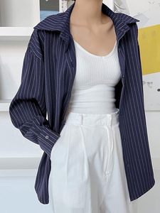 Camisa Casual de Manga Larga con Botones, Hombros Caídos y Rayas Verticales para Mujer y Niña - Product Image 3