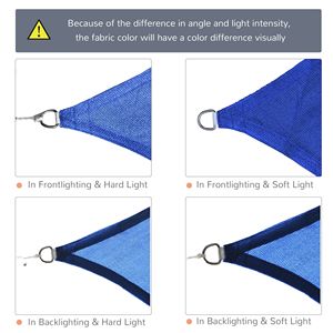 Voile d'ombrage bleue 16 x 20 pour extérieur, terrasse, jardin, avec anneaux en D et cordes - Catégorie de produit : Voiles et filets d'ombrage - Product Image 3