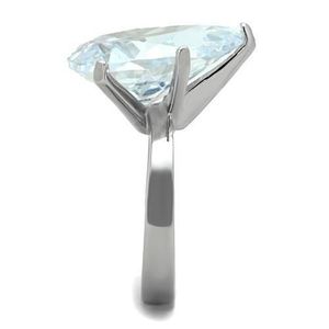 TK1750 - Anello in Acciaio Inossidabile Lucidato a Specchio con Zirconi Cubici di Grado AAA - Piatti e Stoviglie - Product Image 4