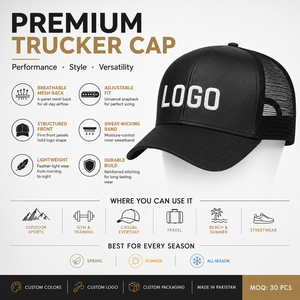 หมวกแก๊ปทรง Trucker 6 แผง พิมพ์โลโก้ตามสั่ง ระบายอากาศได้ดีด้านหลังเป็นตาข่าย ด้านหน้าผ้าคอตตอนทวิลล์ ปิดด้วย Snapback พลาสติก สำหรับผู้ชายและผู้หญิง สวมใส่สบายๆ - Product Image 6