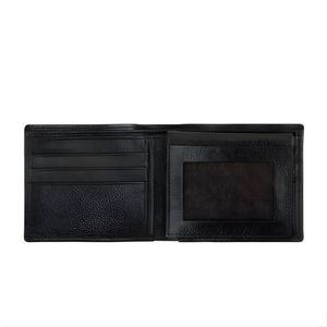 Portefeuille Homme en Cuir Véritable Lisse, Triple Compartiment à Billets, Porte-Cartes Horizontal avec Fenêtre en Maille pour Carte d'Identité - Product Image 3