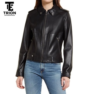 Chaqueta de Cuero para Mujer, Nueva, Elegante, Informal, de Color Sólido, Fabricada con la Mejor Calidad, Chaqueta de Cuero Genuino para Mujer - Product Image 4