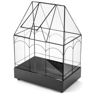 Terrario de Metal y Vidrio Personalizado con Base de Metal, en Forma de Cabaña, para Plantas de Interior, Suculentas, Plantas Aéreas y Terrarios DIY - Product Image 1