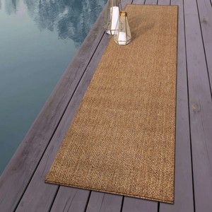 Alfombra de Yute para Exteriores, Rectangular, de Color Sólido, Estilo Costero, Tejido Plano, con Base de Goma Antideslizante - Product Image 4