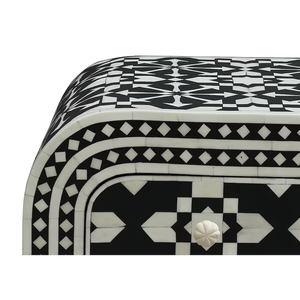 Mesa Consola con Incrustaciones de Hueso – Diseño Geométrico de Flecha Hecho a Mano, Mesa de Entrada en Blanco y Negro - Product Image 2
