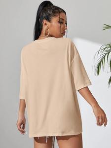 Camiseta Holgada Extra Grande de Felpa Ecológica Vintage para Mujer, con Botones y Logotipo Personalizado, Venta al Por Mayor - Product Image 2