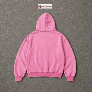 <b>Pink</b> Oversized Zip Up Hoodie Embossed Texture Heavyweight Streetwear Full Zip Hooded <b>Sweatshirt</b> Distressed Sleeve Casual Unisex - Product Image 6