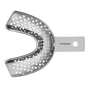 Porte-empreinte dentaire avec bordure L3 perforée, taille M, en acier inoxydable, réutilisable, autoclavable, orthodontique, prothodontique - Product Image 2