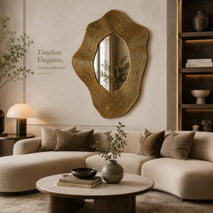 Luxury Organic Shape Gold Wall Mirror Modern Textured Decorative Accent Mirror Artistic Designer Frame for Living Room Bedroom - Product Image 3