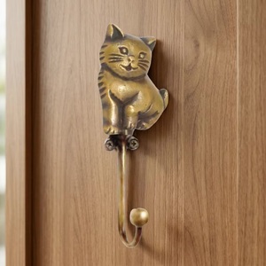 Antique Brass Cat Animal Wall Mounted <b>Hook</b> Handcrafted Cast Iron Coat and Hat Hanger Precision-Made <b>Hooks</b> & <b>Rails</b> - Product Image 3