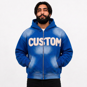 Custom Heavyweight Faded Washed Cotton Fleece <b>Men</b> <b>Hoodie</b> <b>Thick</b> Soft Casual Stylish Acid Half Wash Pullover Winter Hoodies - Product Image 3