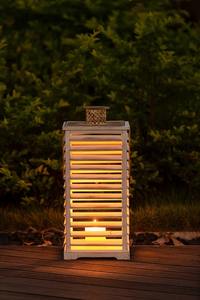 Lanterne à bougie en bois finition blanche classique, idéale pour la décoration de fêtes et le style de maison de campagne, fabriquée à la main en Inde - Product Image 5