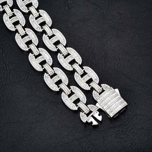 Luxury <b>Iced</b> <b>Out</b> Oval Link <b>Chain</b> Necklace VVS Moissanite Diamond Hip Hop Jewelry for Men Unisex Premium Statement Style - Product Image 3