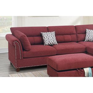 Divano Componibile in Velluto Rosso # F6419 per Arredamento Soggiorno - Product Image 4