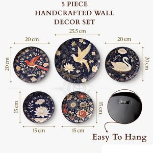 Juego de 5 Placas Decorativas de Metal para Pared con Diseño de Aves, Decoración para el Hogar, Arte de Pared para Colgar en la Sala de Estar, Dormitorio y Oficina - Product Image 4