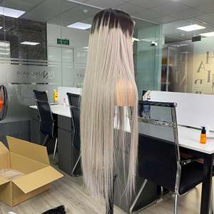 Prix de gros Extensions de cheveux humains vietnamiens vierges bruts 100% naturels, perruque Lace, ultra-lisses, couleur gris ombré, Super Double Drawn - Product Image 1
