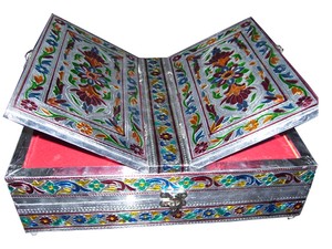 Handcrafted Brass Gold-Plated Embossed Antique Design Gift <b>Box</b> Decorative Indian Quran/Bible/<b>Book</b> <b>Box</b> with Holder Delhi Souvenir - Product Image 4