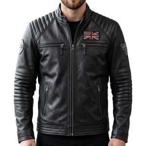 Veste en cuir pour homme, style motard classique, manteau de moto, coupe ajustée, mode décontractée, légère, pour l'automne et l'hiver - Product Image 1