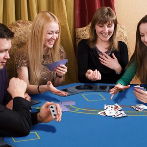 Tavolo da Poker ottagonale pieghevole da 47 \ "blu con portabicchieri per la serata di gioco o il raduno di Mahjong - Product Image 2