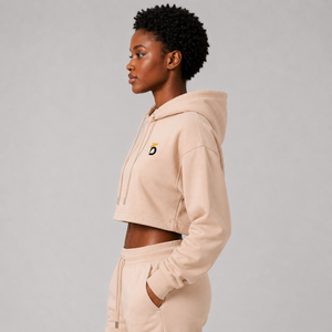 Hoodie court tendance pour femme, logo personnalisé, en molleton doux et coton, chaud, confortable, décontracté, mode streetwear - Product Image 2