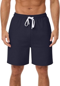 Shorts Bermuda en Coton Bleu Marine pour Homme, Taille Mi-Haute, Décontracté, Respirant, Tricoté, Couleur Unie, Idéal pour l'Entraînement et la Gym - Product Image 4