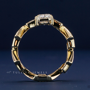 Élégante bague en or blanc 14 carats avec diamant de laboratoire pour homme, design minimaliste contemporain, alliance de mariage avec pierres étincelantes brillantes, fiançailles - Product Image 6