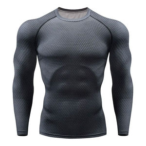 Camiseta Rashguard de Manga Larga para Hombre, de Alta Intensidad, Transpirable, de Malla, Compresión, para Entrenamiento y Fitness - Product Image 1