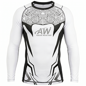 เสื้อแรชการ์ดแขนยาวสำหรับผู้ชาย Askar Wear Ind แบบสั่งทำพิเศษ แห้งเร็ว ผลิตจากผ้าสแปนเด็กซ์และโพลีเอสเตอร์ พิมพ์ลายโลโก้ด้านหน้า เหมาะสำหรับเล่นกีฬา - Product Image 1
