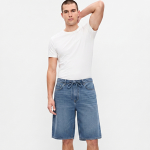 Shorts en jean pour hommes à taille élastiquée, coupe ample, style américain, haute qualité, style urbain - Product Image 5
