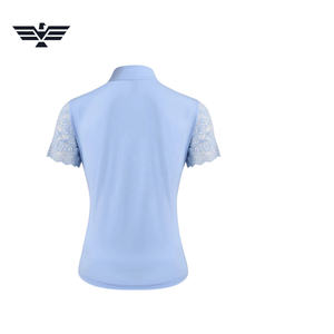 เสื้อขี่ม้าผู้หญิงสีฟ้าอ่อนแขนสั้นประดับลูกไม้ ระบายอากาศได้ดี ซิปด้านหน้า - Product Image 2