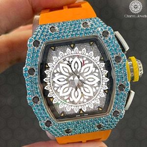 Montre de luxe pour homme Charm Jewels, boîtier en acier inoxydable de 40 mm, mouvement mécanique analogique en verre, résistance à l'eau 10 bars, date automatique, fonction push - Product Image 1