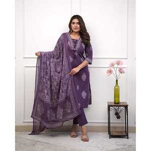 Magnifique Salwar Kameez en Rayonne de Créateur - Tenue de Soirée Haut-Bas et Dupatta Taille XL - Product Image 5