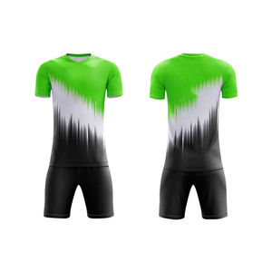 Conjunto de Uniforme de Fútbol para Hombre, Camiseta de Manga Corta con Rayas Blancas y Turquesa, Cuello Redondo, Poliéster que Absorbe la Humedad, Corte Regular - Product Image 2