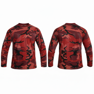 Apparel Clothing Long Sleeve Crew Neck Shirt Breathable Quick Dry <b>Camo</b> Print Sports Training Casual Performance <b>Top</b> for Men Wear - Product Image 2