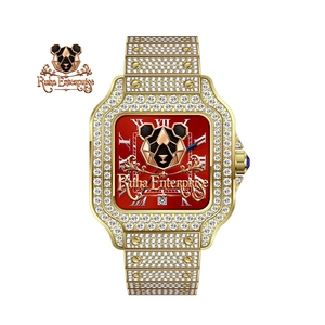 นาฬิกาอะนาล็อกสลักลายเพชรพร้อมตัวเรือนสแตนเลสสตีลและสายแบบข้อต่อ - Product Image 4