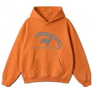 Sudadera con Capucha Naranja Unisex para Niños con Logotipo Estampado en la Parte Delantera, 2 en 1, Ropa Deportiva Informal, Manga Larga, Algodón de Peso Medio - Product Image 1