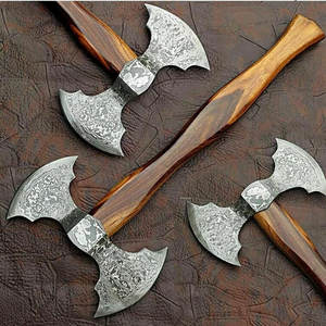 Damascus Steel Double Head <b>Axe</b> High Quality Pattern Steel Head With Natural <b>Wood</b> Handle For Outdoor Gear And Gifts - Product Image 4