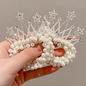 Élastiques à cheveux en forme de couronne de perles pour enfants, attaches pour chignons, accessoires de coiffure pour enfants - Product Image 5