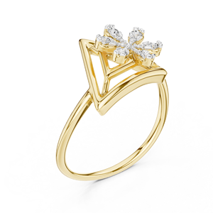 Anillo de Diamante Cultivado en Laboratorio TRIORA BLOOM, Oro Amarillo de 18 Quilates con Baño de Rodio, Corte Brillante Minimalista, para Compromiso, Fiesta, San Valentín - Product Image 1