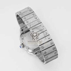 Montre pour homme MIKDIO & CO, style hip-hop, diamants, acier inoxydable, rectangulaire, analogique - Product Image 2